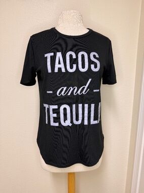 Tacos And Tequila Cinco de Mayo Women Mexican Drinking T-Shirt Black Large